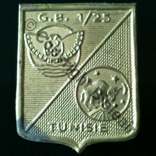 25.1 1943.45.. GB 1.25  GROUPE 1.25  TUNISIE  Fab LOC AFN 1943.. Tole emboutie Eping soudee etain 23x28mm Src.alpilles 60Eur04.14 